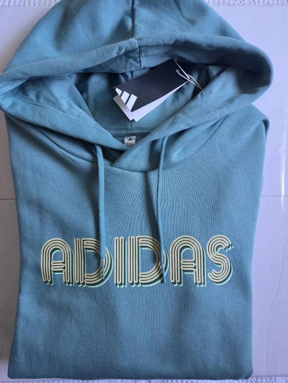 Adidas Teal Pullover Hoodie with Retro Logo